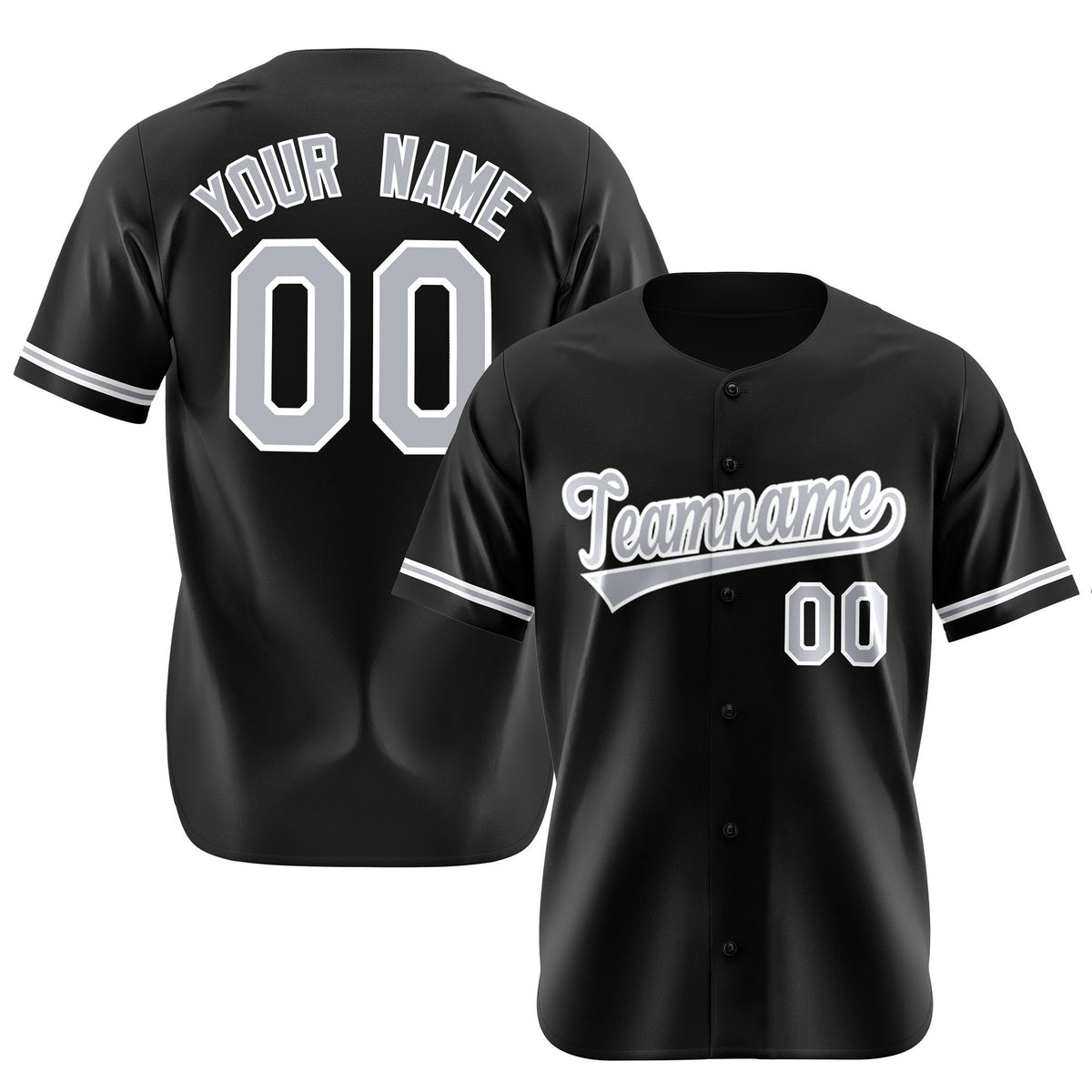 Custom Black Gray White Authentic Baseball Jersey