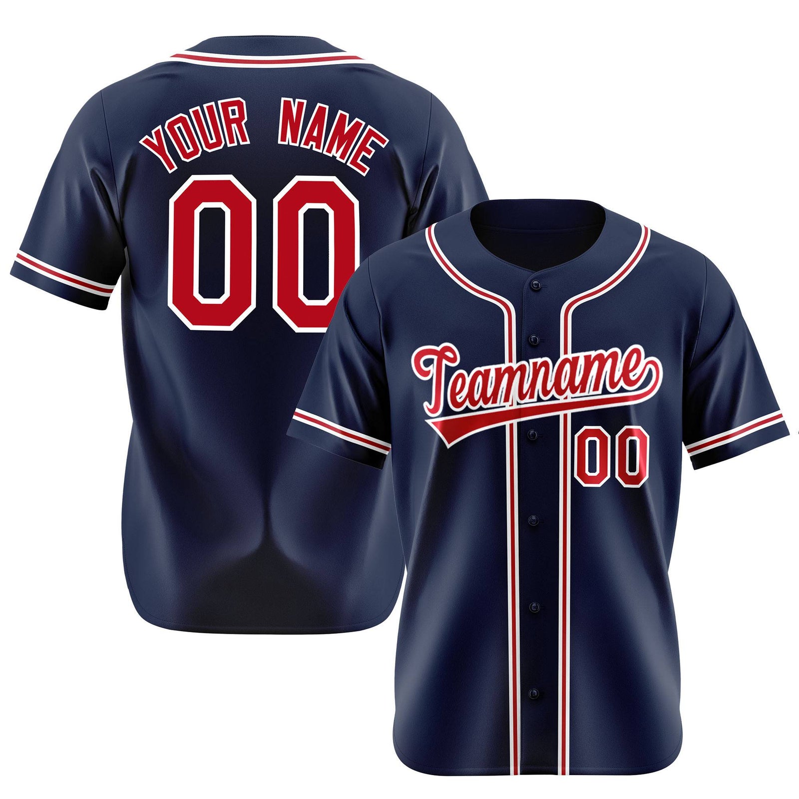 Custom Navy Red White Authentic Baseball Jersey
