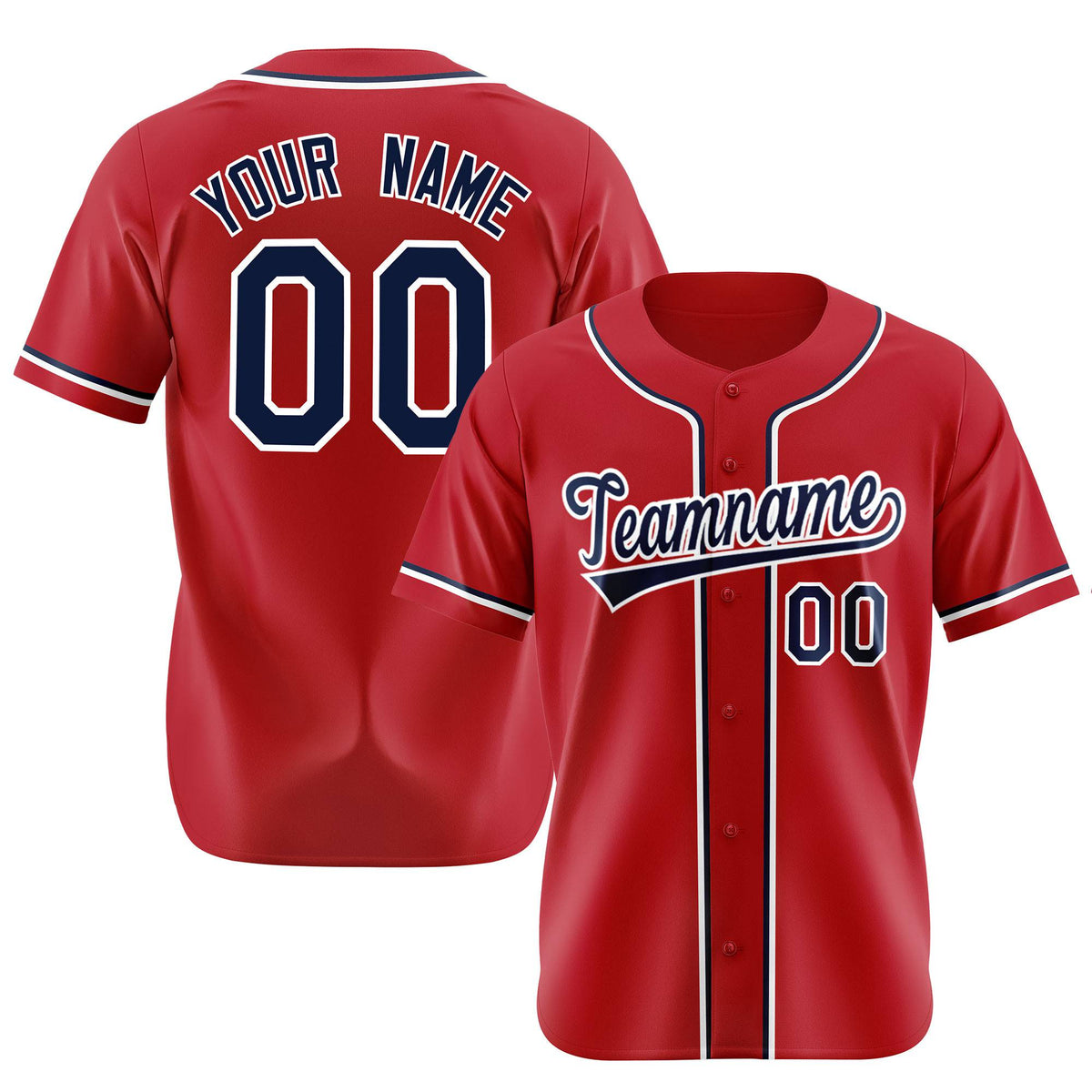 Custom Royal Red Navy White Authentic Baseball Jersey