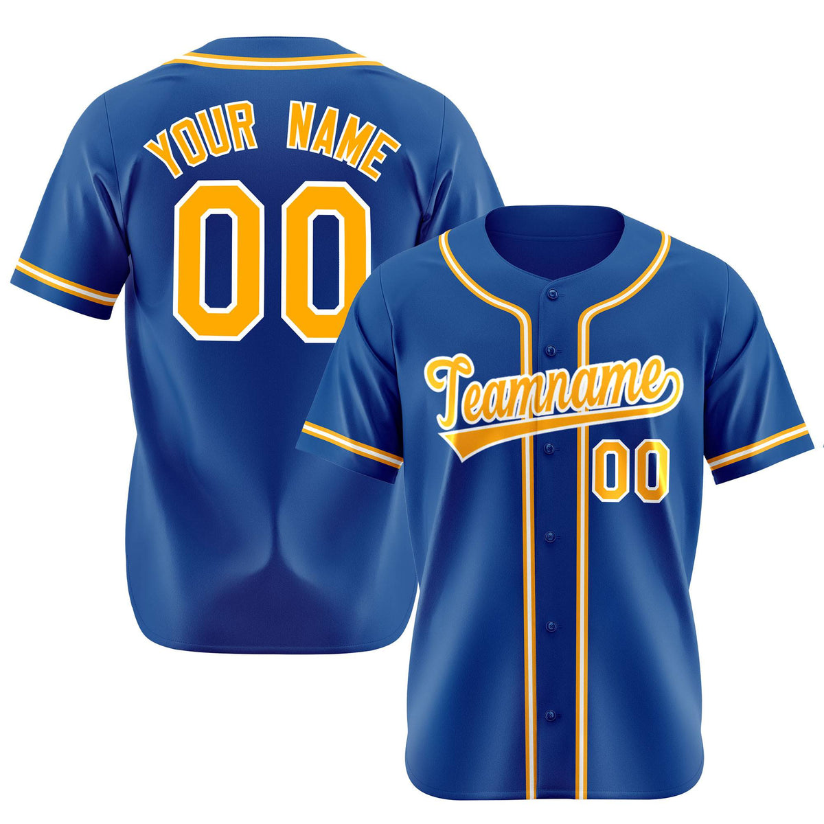 Custom Royal Blue Yellow White Authentic Baseball Jersey