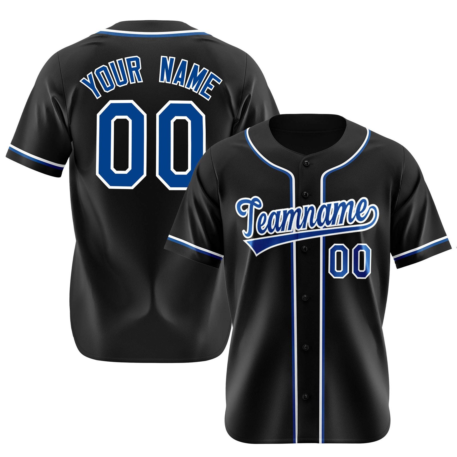 Custom Black Blue White Authentic Baseball Jersey