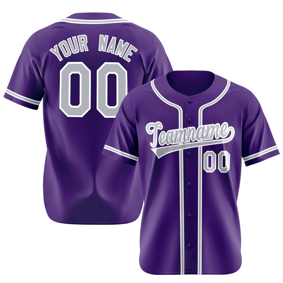 Custom Purple Gray White Authentic Baseball Jersey