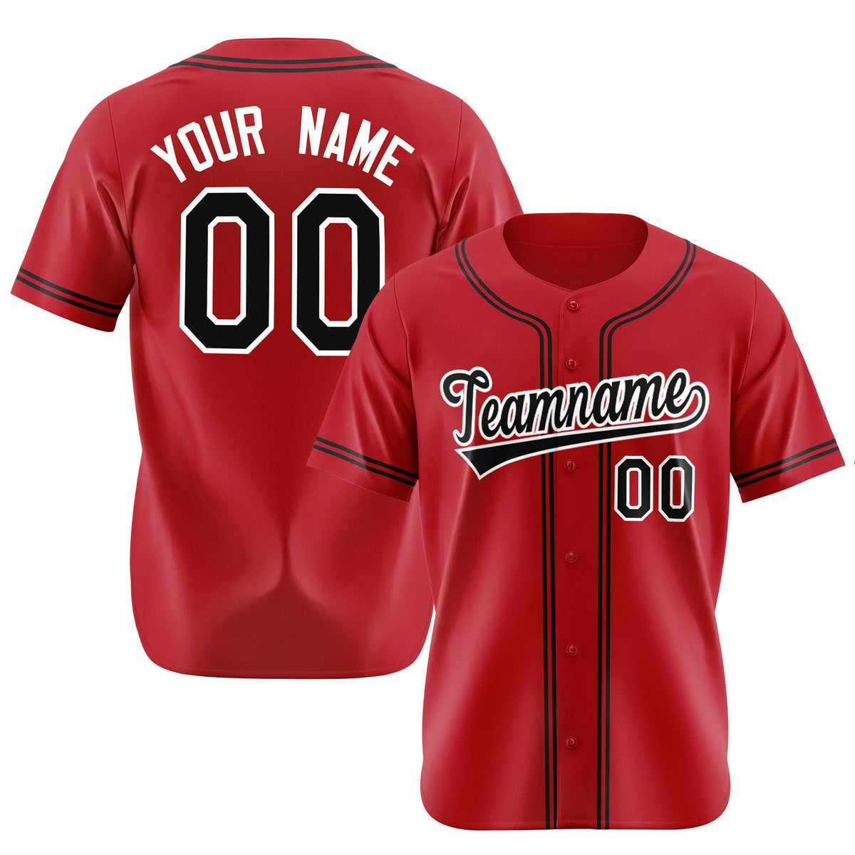 Custom Red Black White Authentic Baseball Jersey