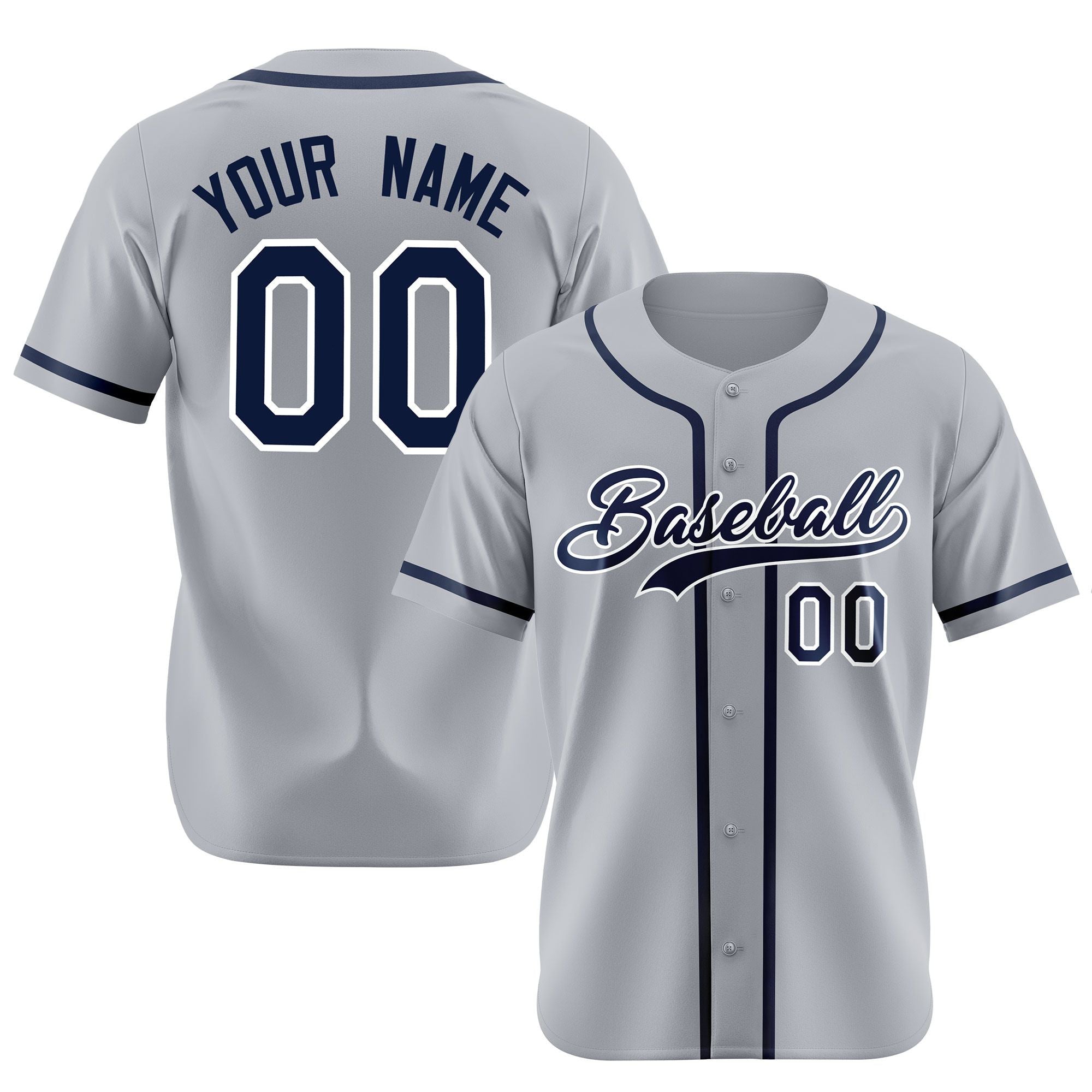 Custom Gray Navy Authentic Baseball Jersey