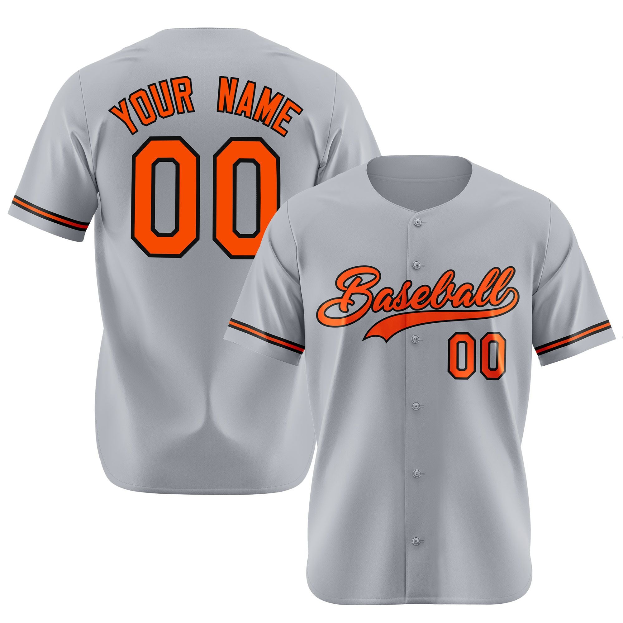 Custom Gray Orange Black Authentic Baseball Jersey