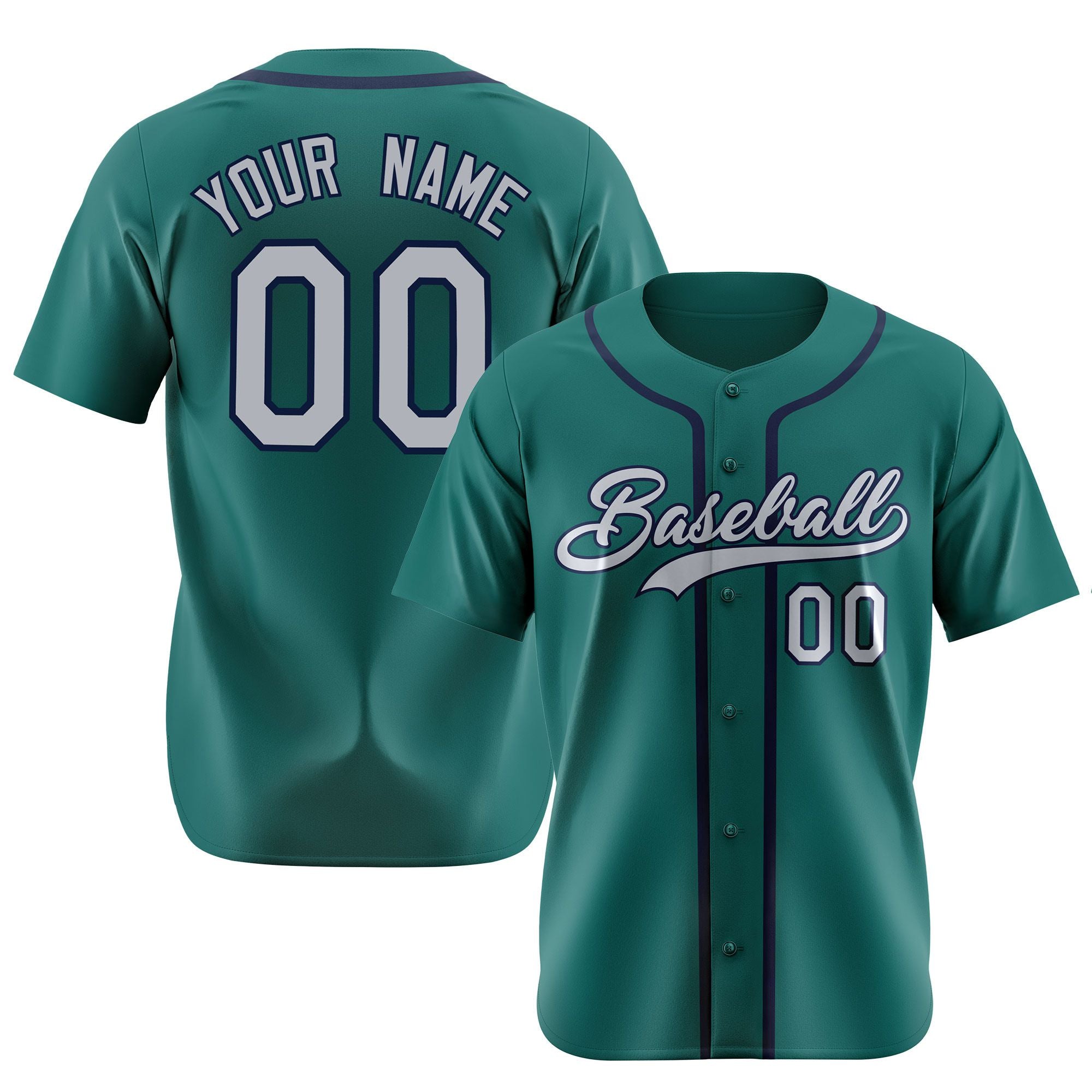 Custom Aqua Gray Navy Authentic Baseball Jersey