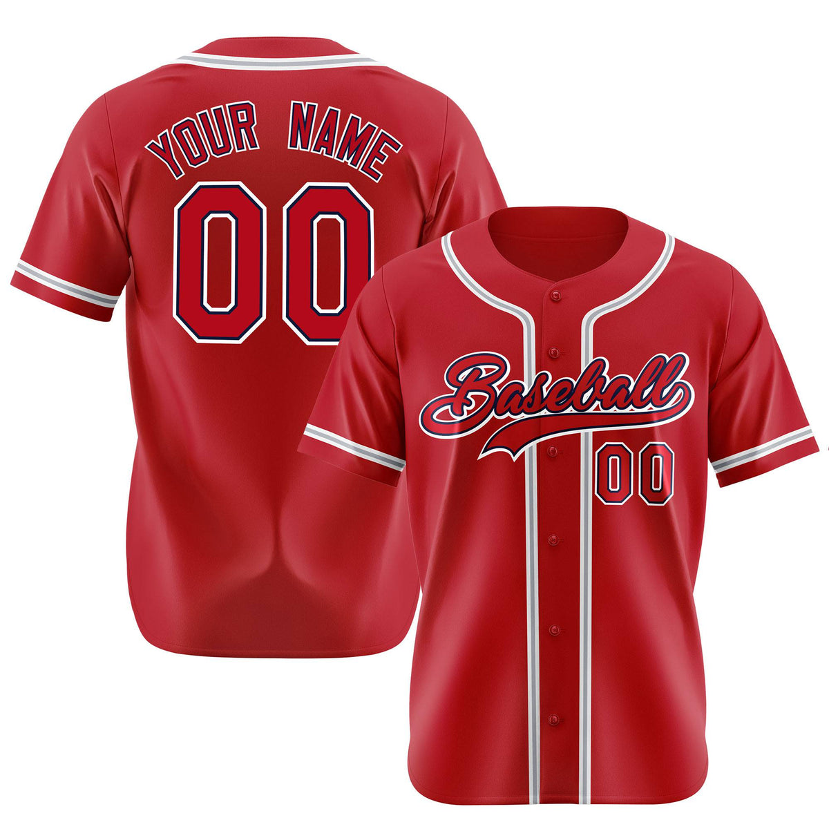 Custom Royal Red Gray Authentic Baseball Jersey