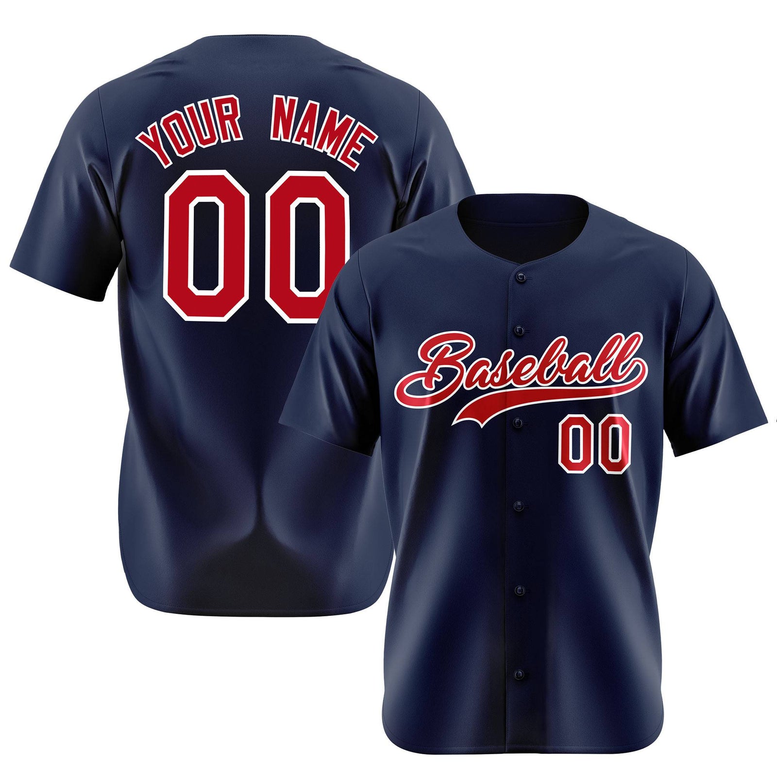 Custom Navy Royal Red Authentic Baseball Jersey