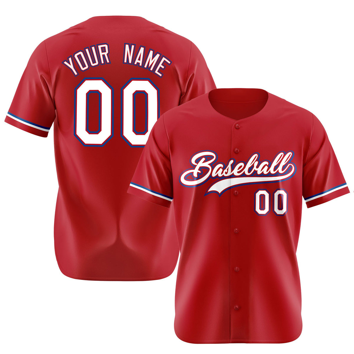 Custom Red White Blue Authentic Baseball Jersey