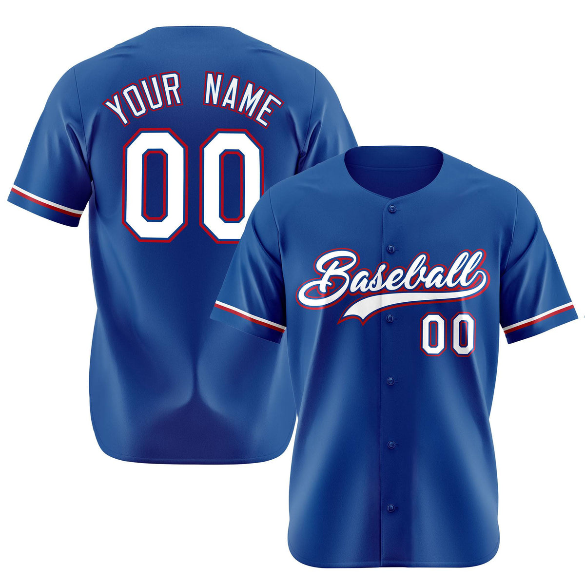 Custom Royal Blue White Red Authentic Baseball Jersey