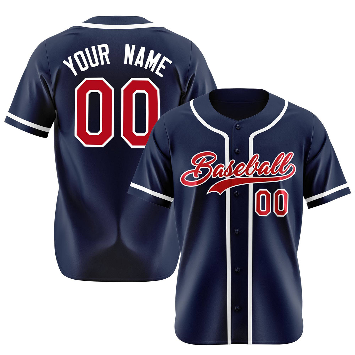 Custom Navy Red White Authentic Baseball Jersey