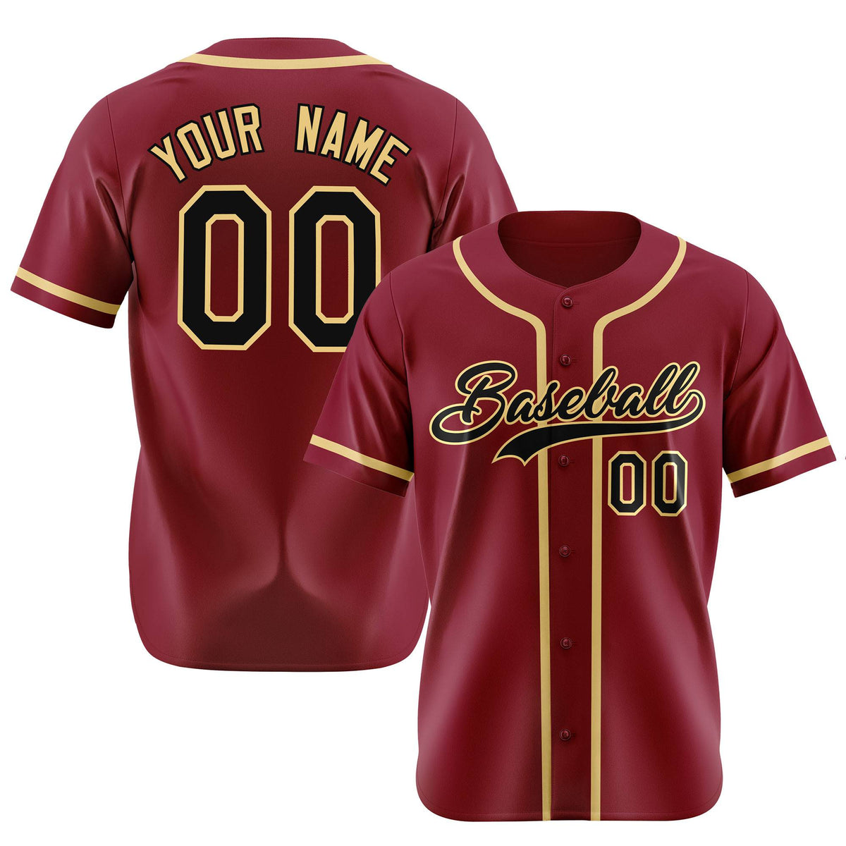 Custom Crimson Khaki Authentic Baseball Jersey