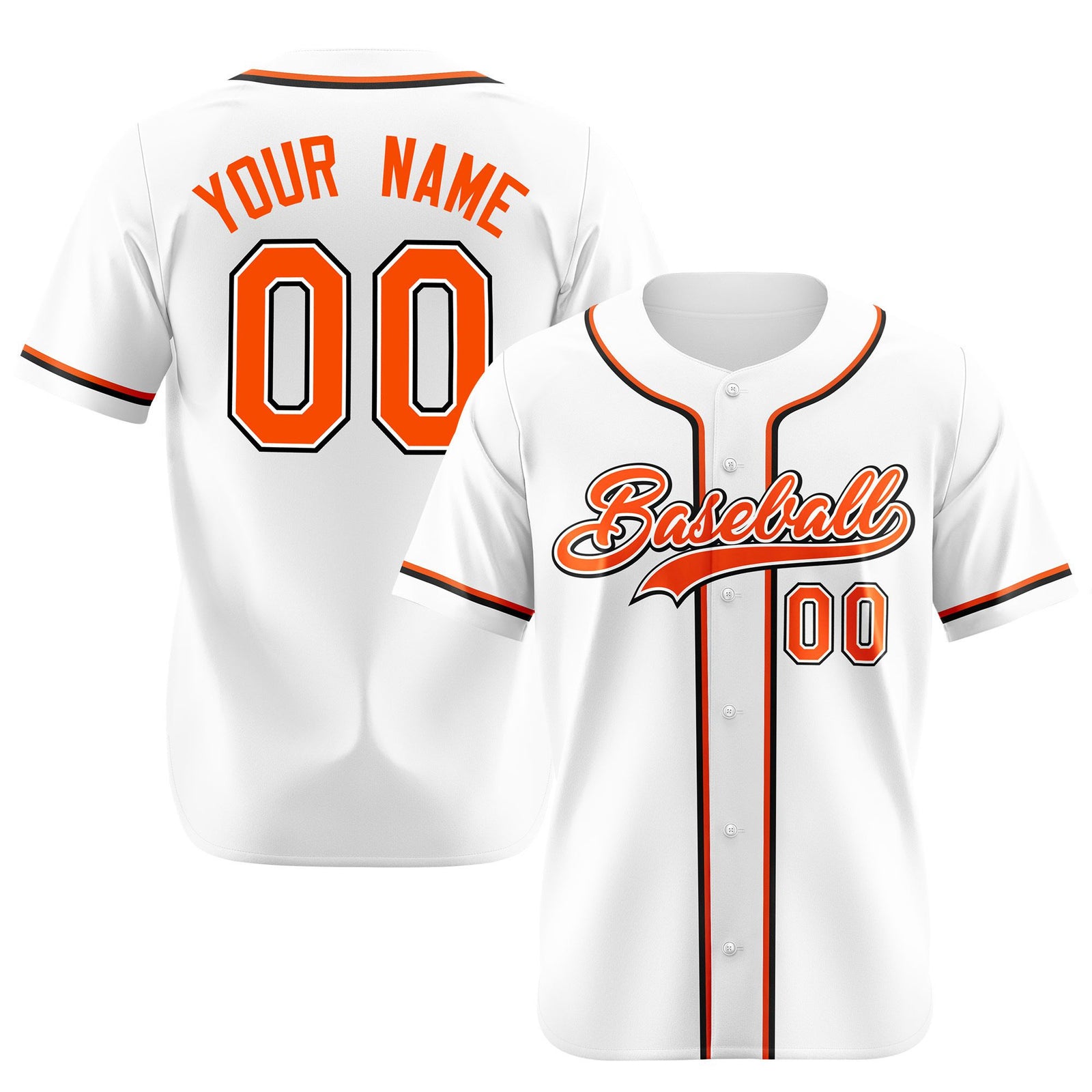 Custom White Orange Black Authentic Baseball Jersey