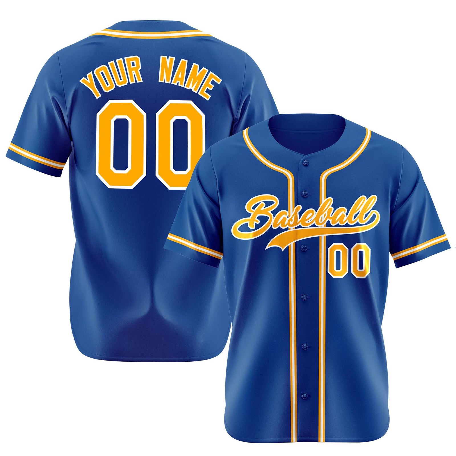 Custom Royal Blue Yellow White Authentic Baseball Jersey
