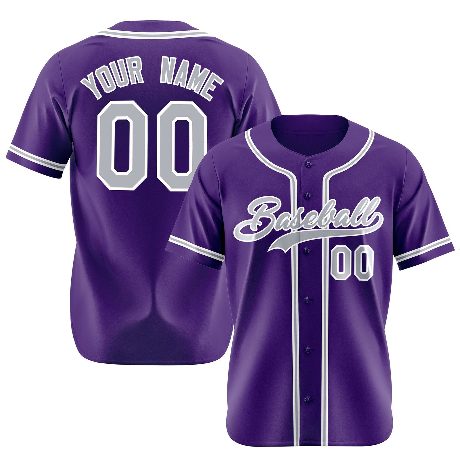 Custom Purple Gray White Authentic Baseball Jersey