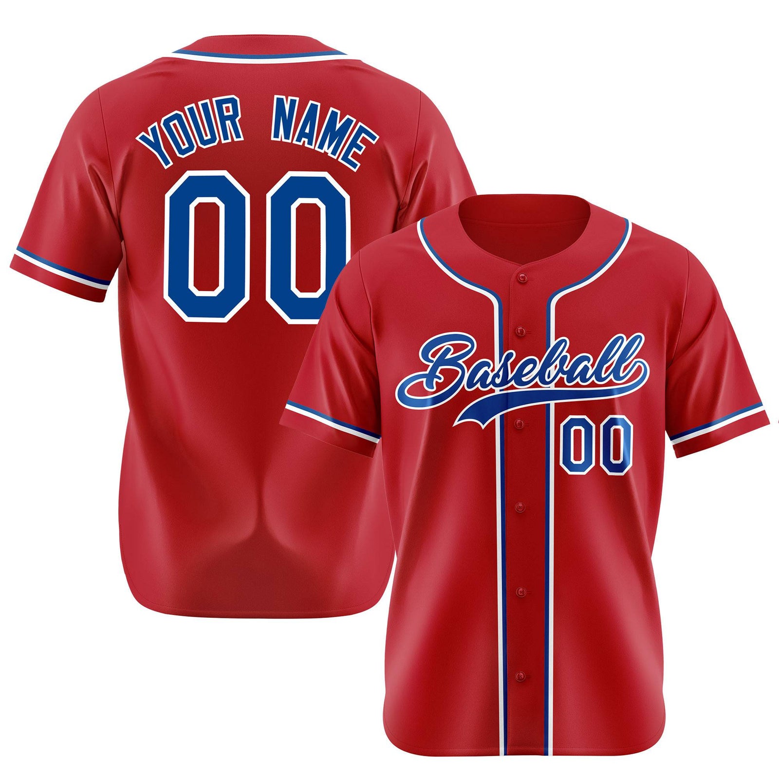 Custom Red Blue White Authentic Baseball Jersey