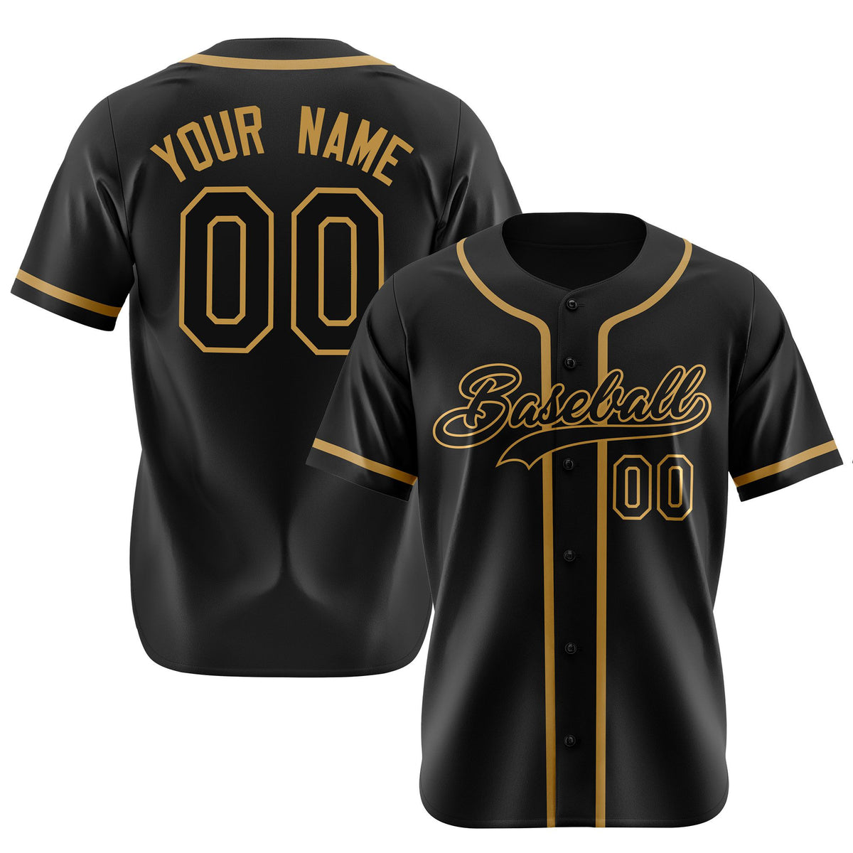 Custom Black Old Gold Authentic Baseball Jersey