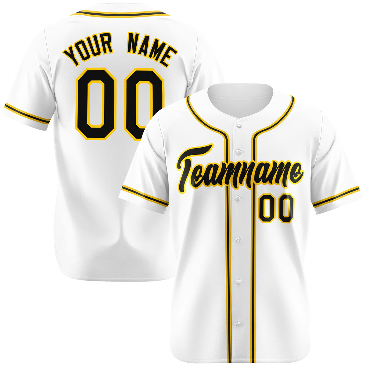 Custom White Black Yellow Authentic Baseball Jersey