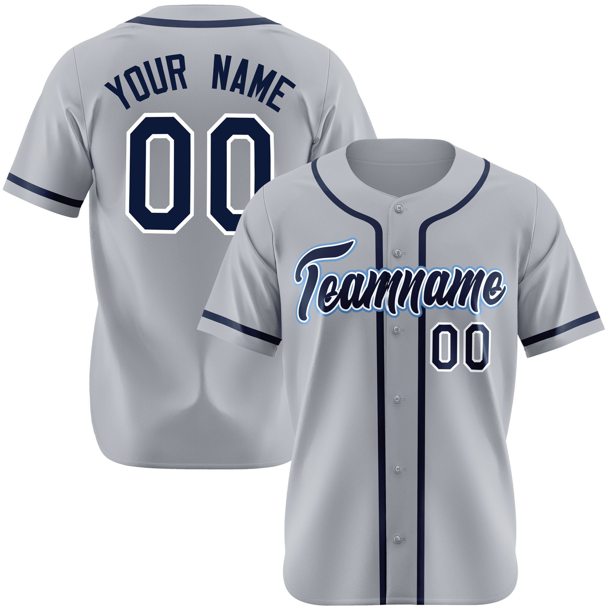 Custom Gray Navy Authentic Baseball Jersey