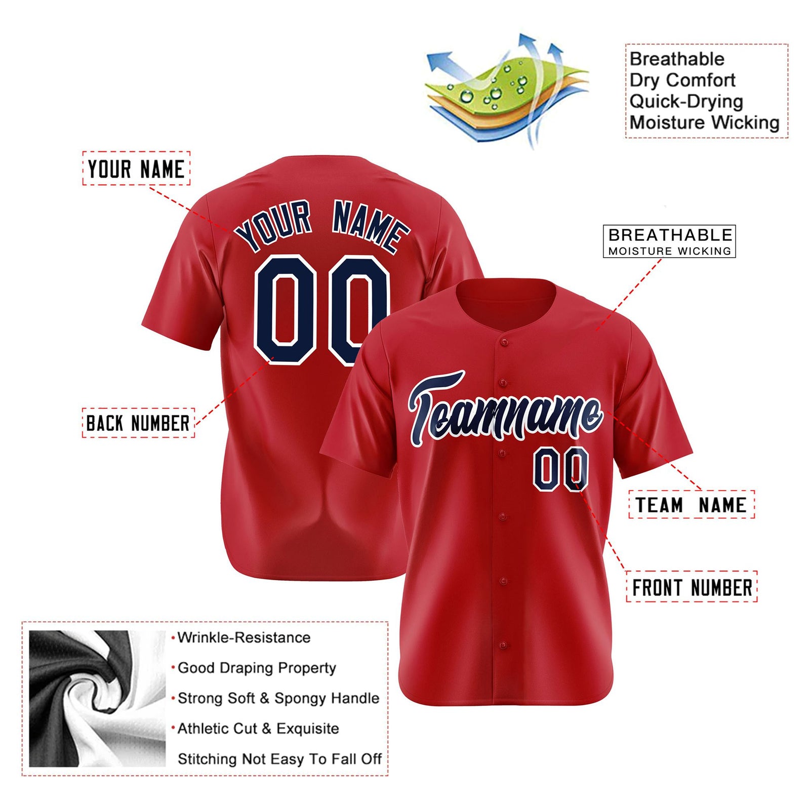 Custom Royal Red Navy White Authentic Baseball Jersey