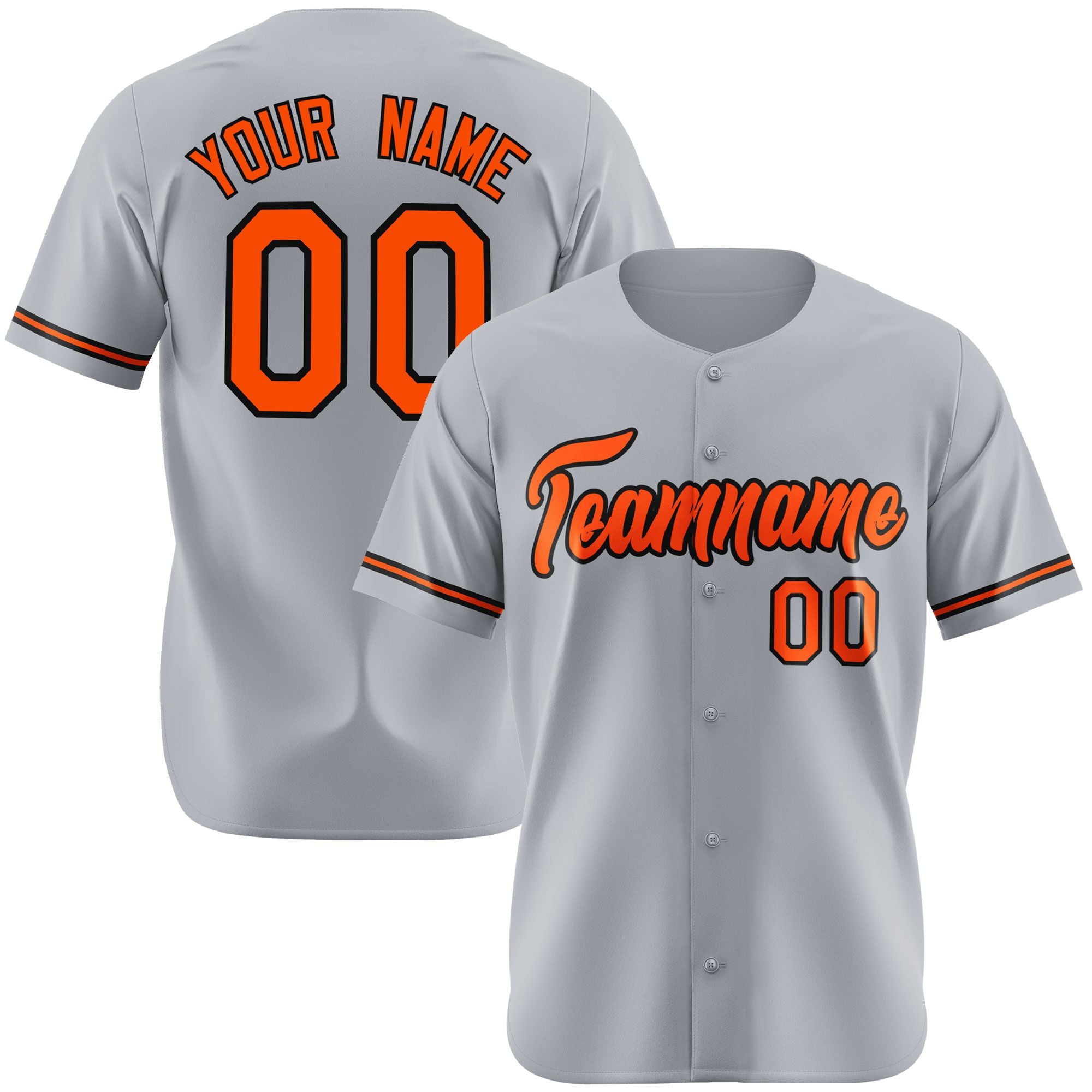 Custom Gray Orange Black Authentic Baseball Jersey