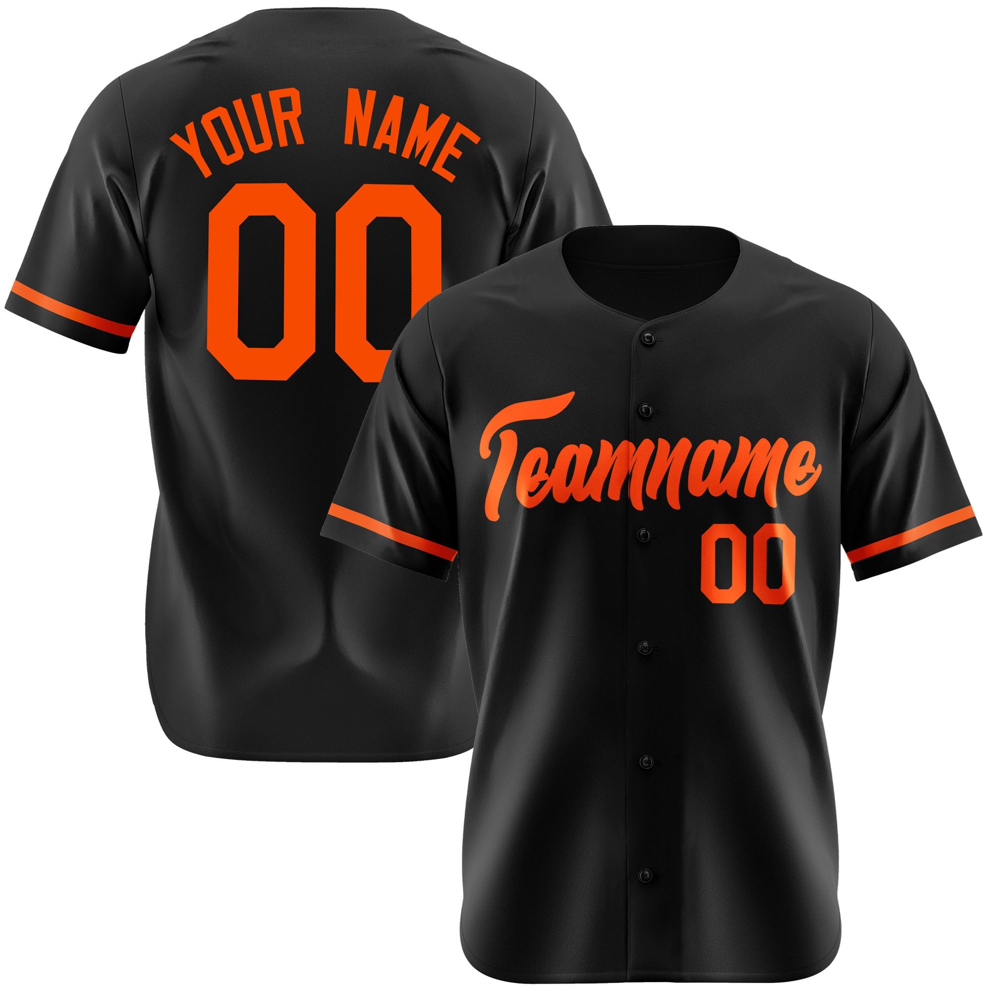 Custom Black Orange Authentic Baseball Jersey