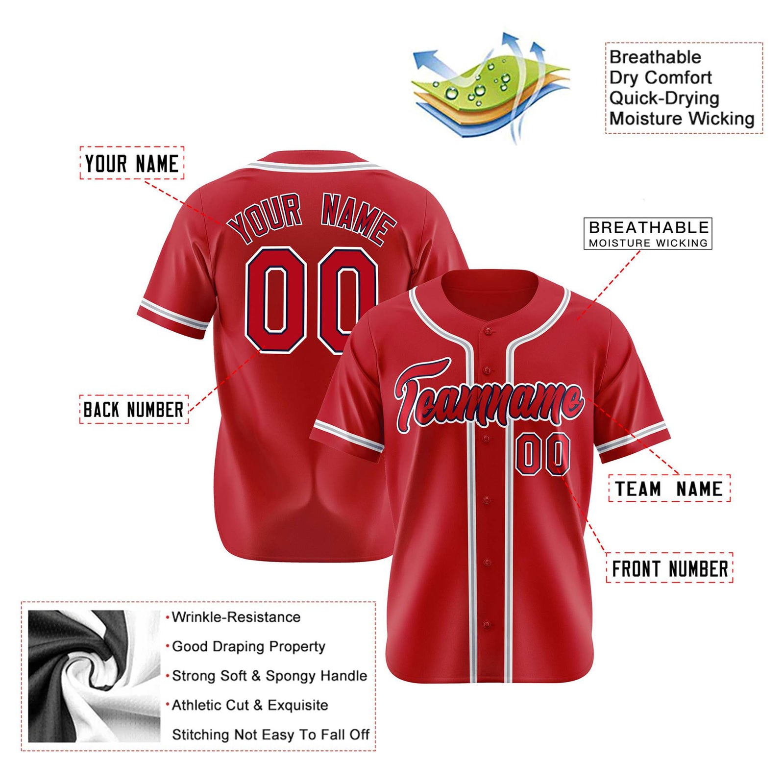 Custom Royal Red Gray Authentic Baseball Jersey