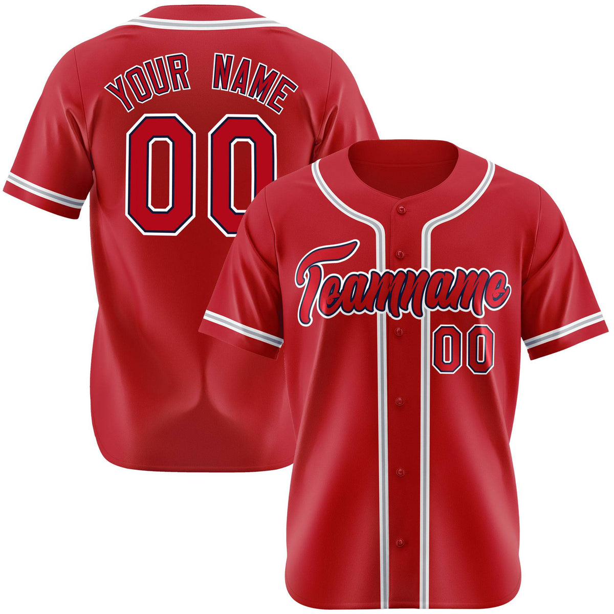 Custom Royal Red Gray Authentic Baseball Jersey
