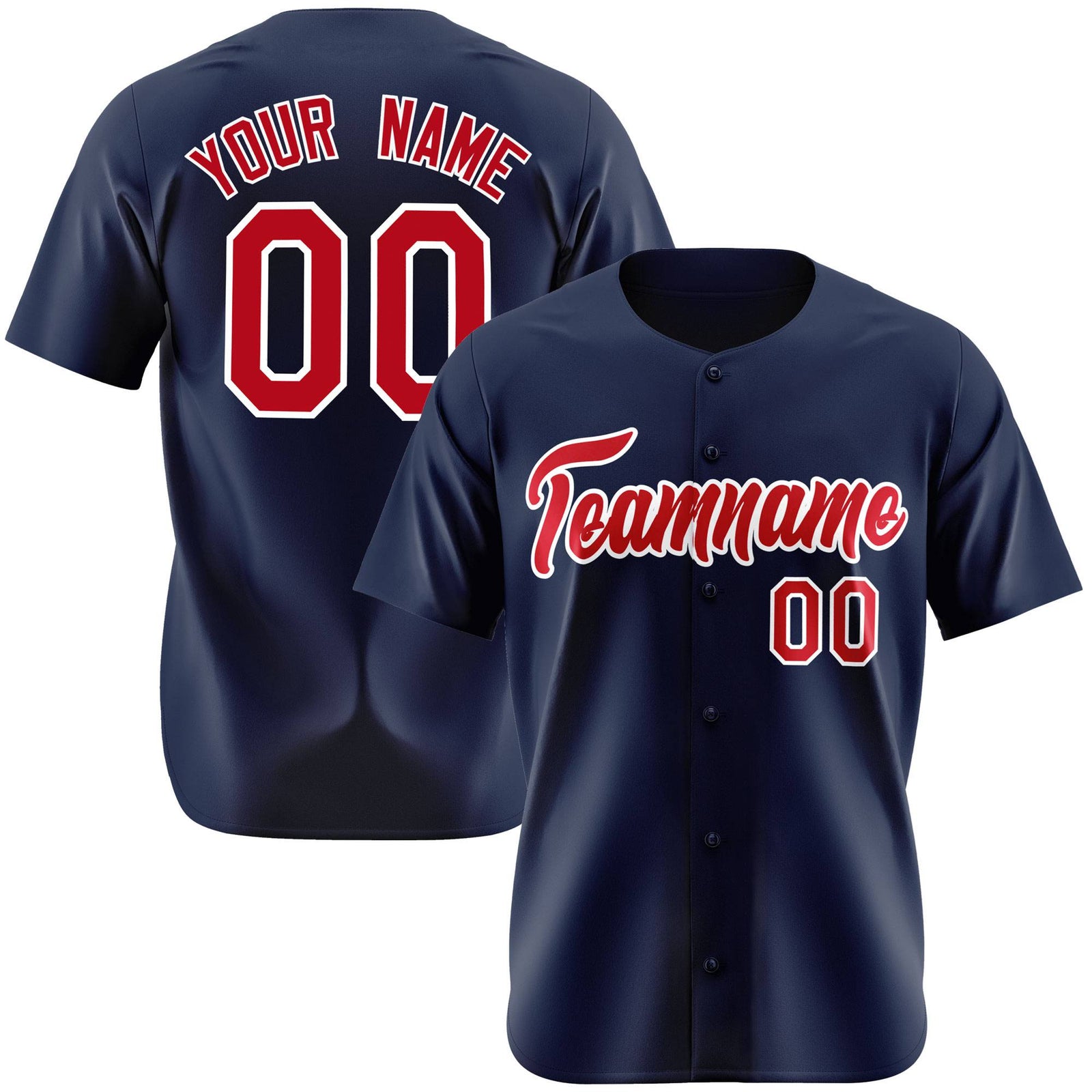 Custom Navy Royal Red Authentic Baseball Jersey