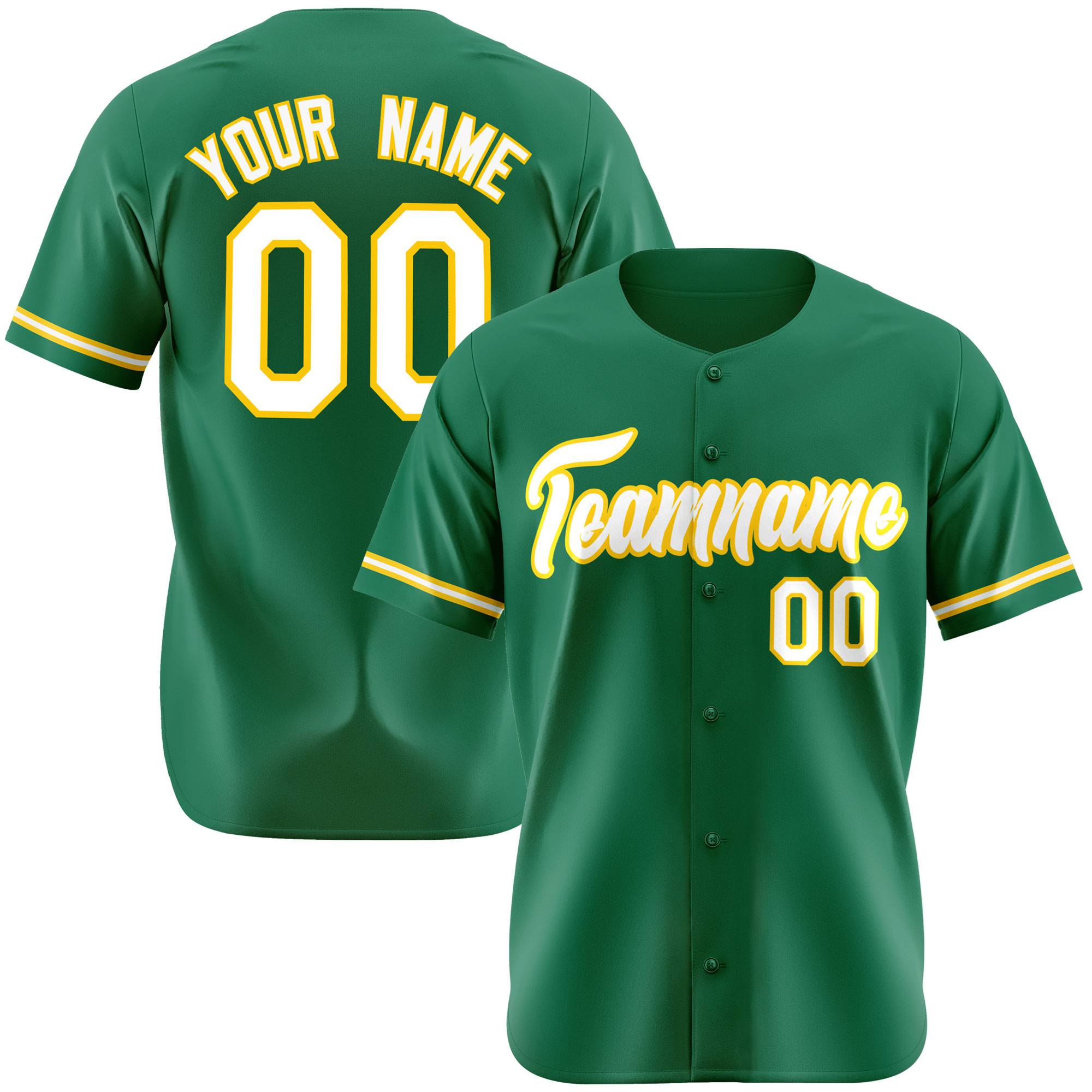 Custom Kelly Green White Gold Authentic Baseball Jersey