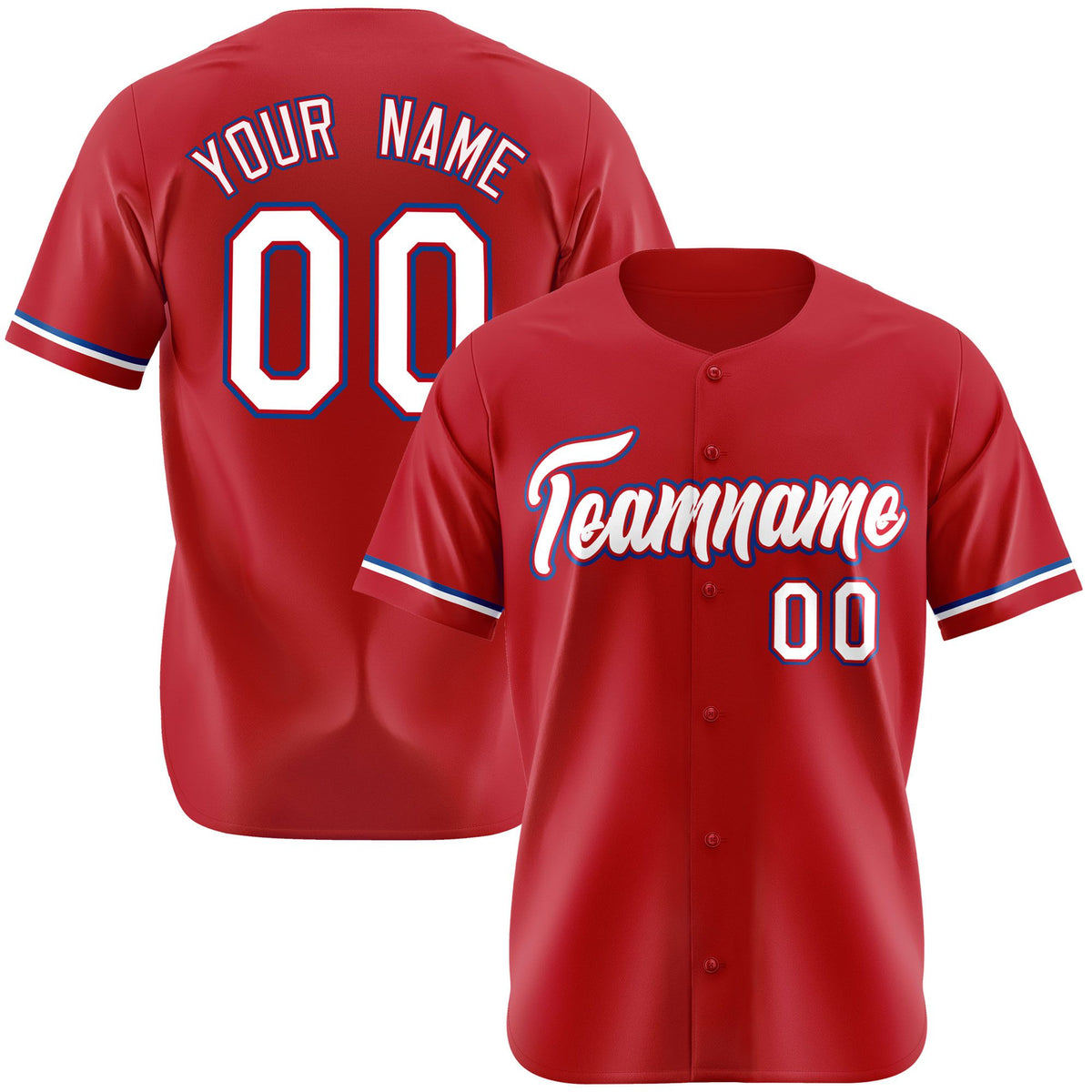 Custom Red White Blue Authentic Baseball Jersey