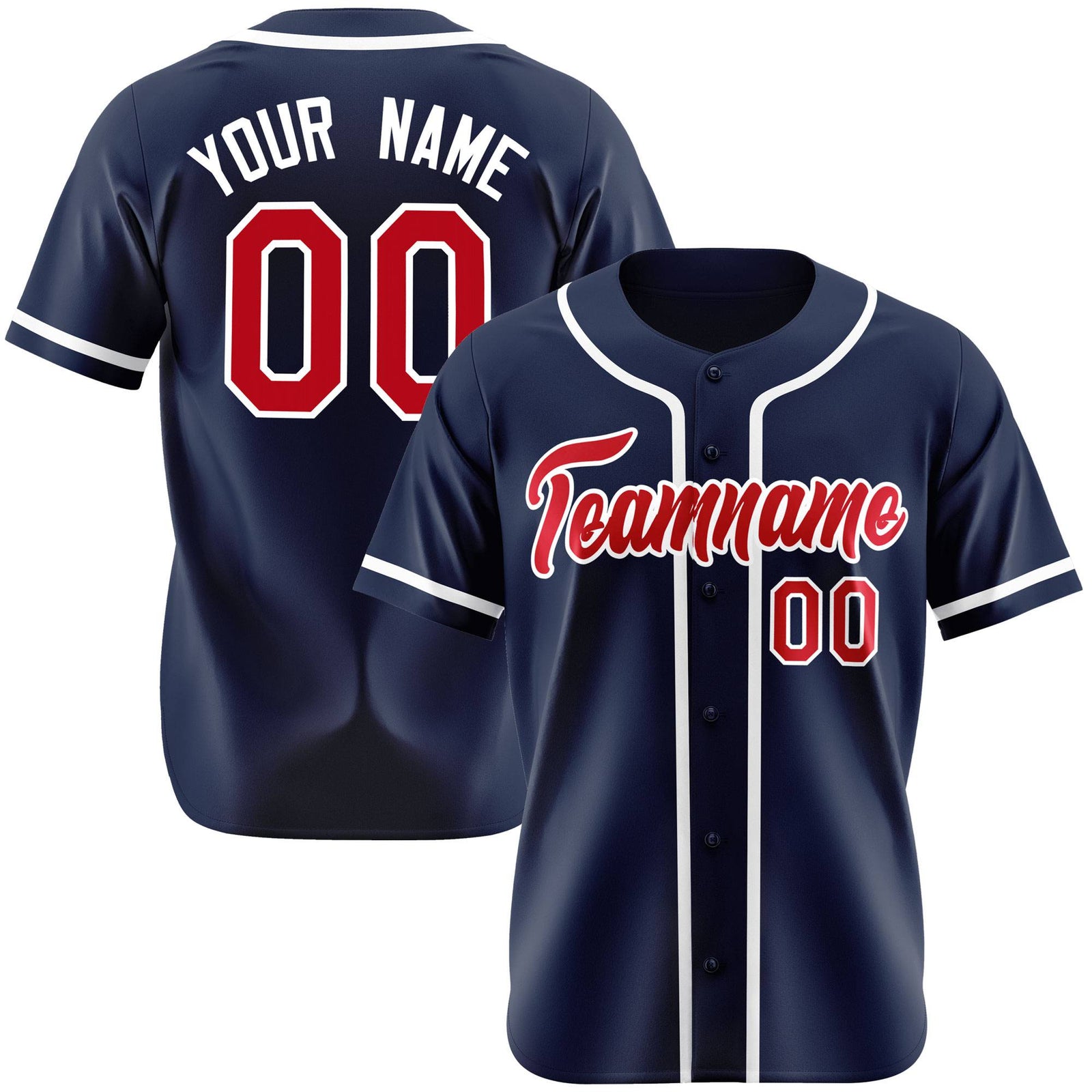 Custom Navy Red White Authentic Baseball Jersey
