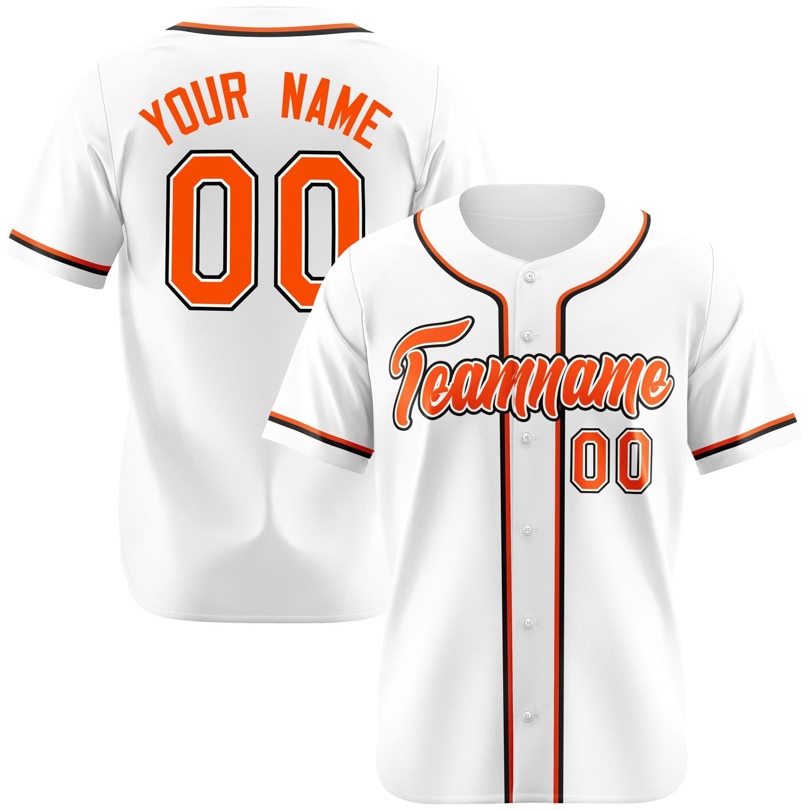 Custom White Orange Black Authentic Baseball Jersey