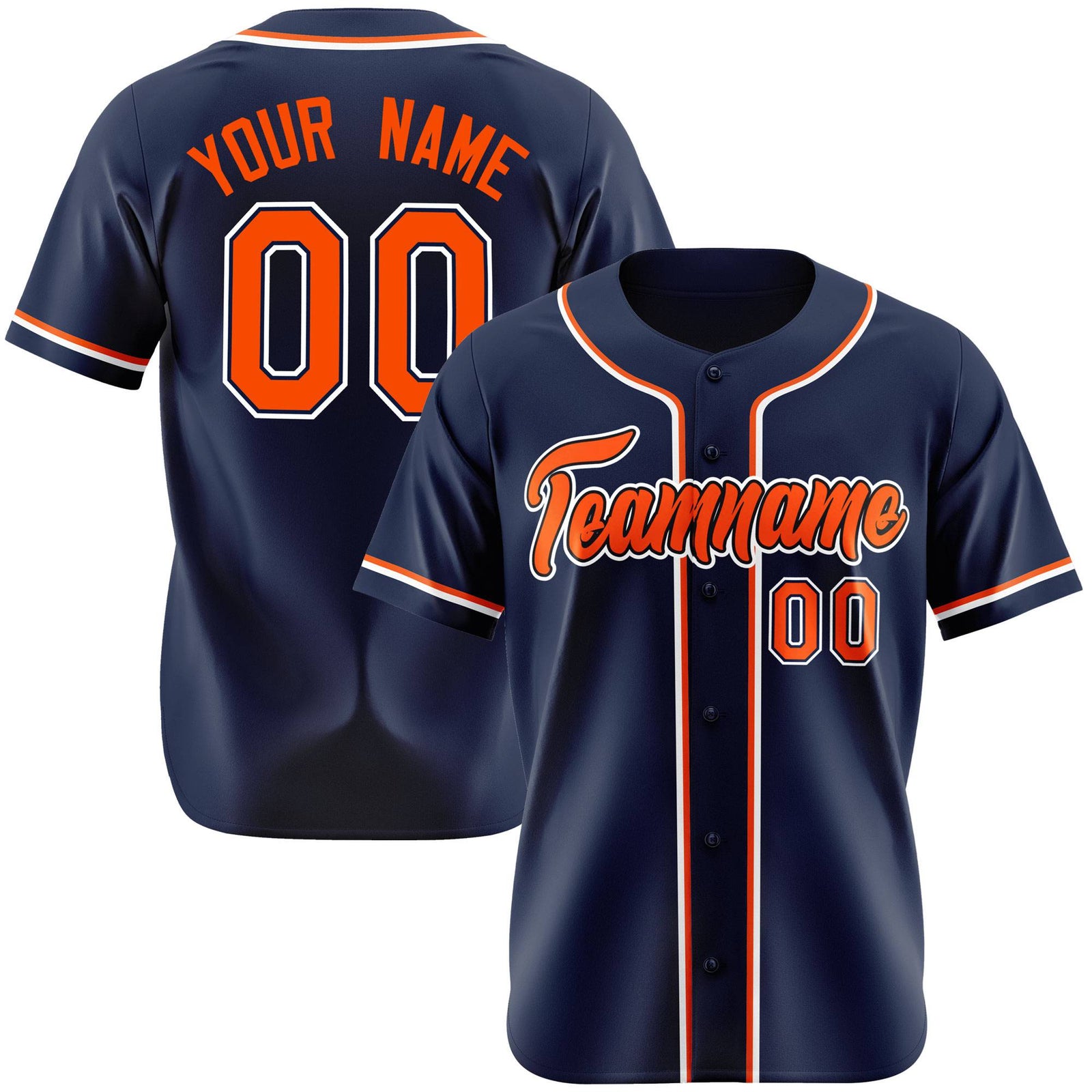Custom Navy Orange White Authentic Baseball Jersey