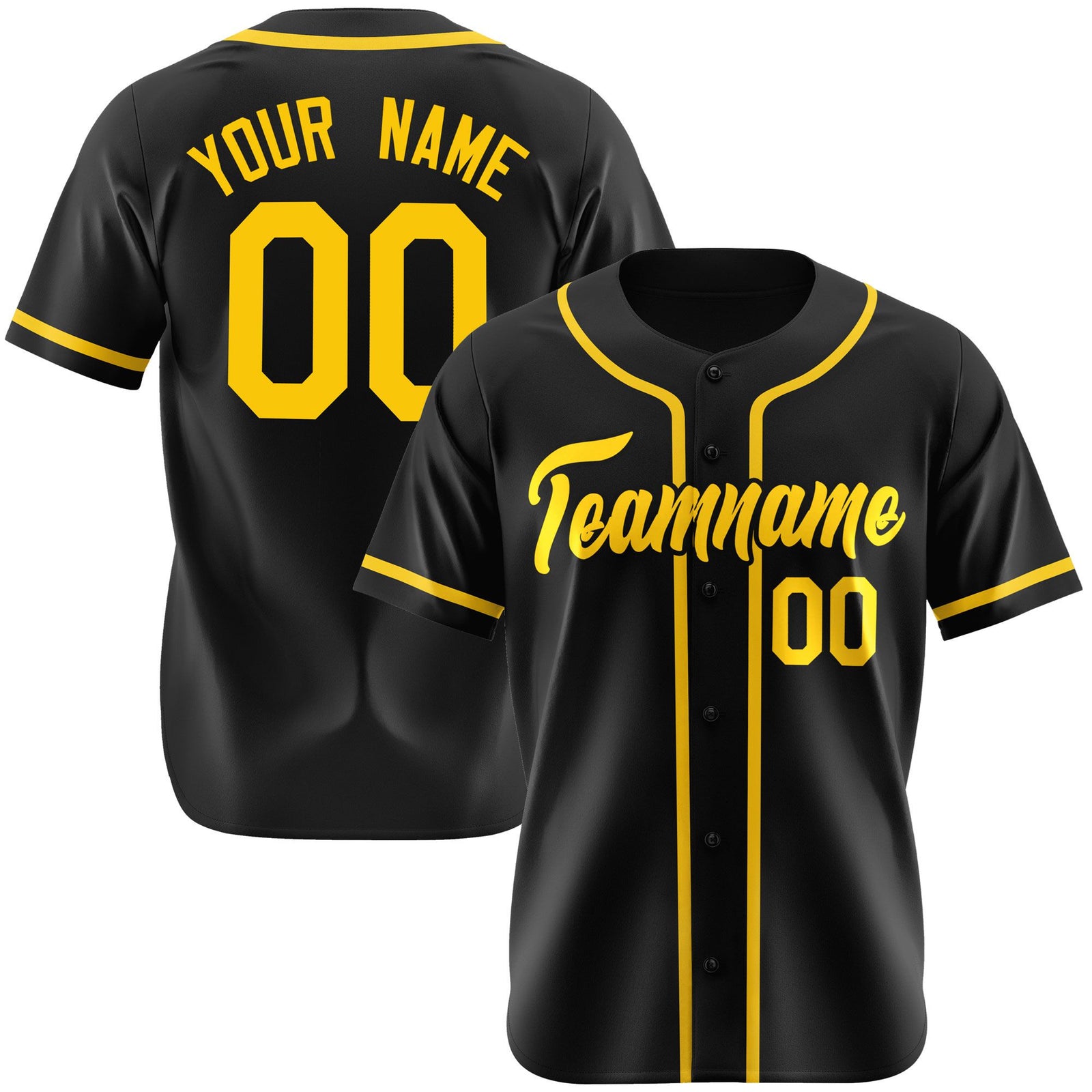 Custom Black Gold Authentic Baseball Jersey