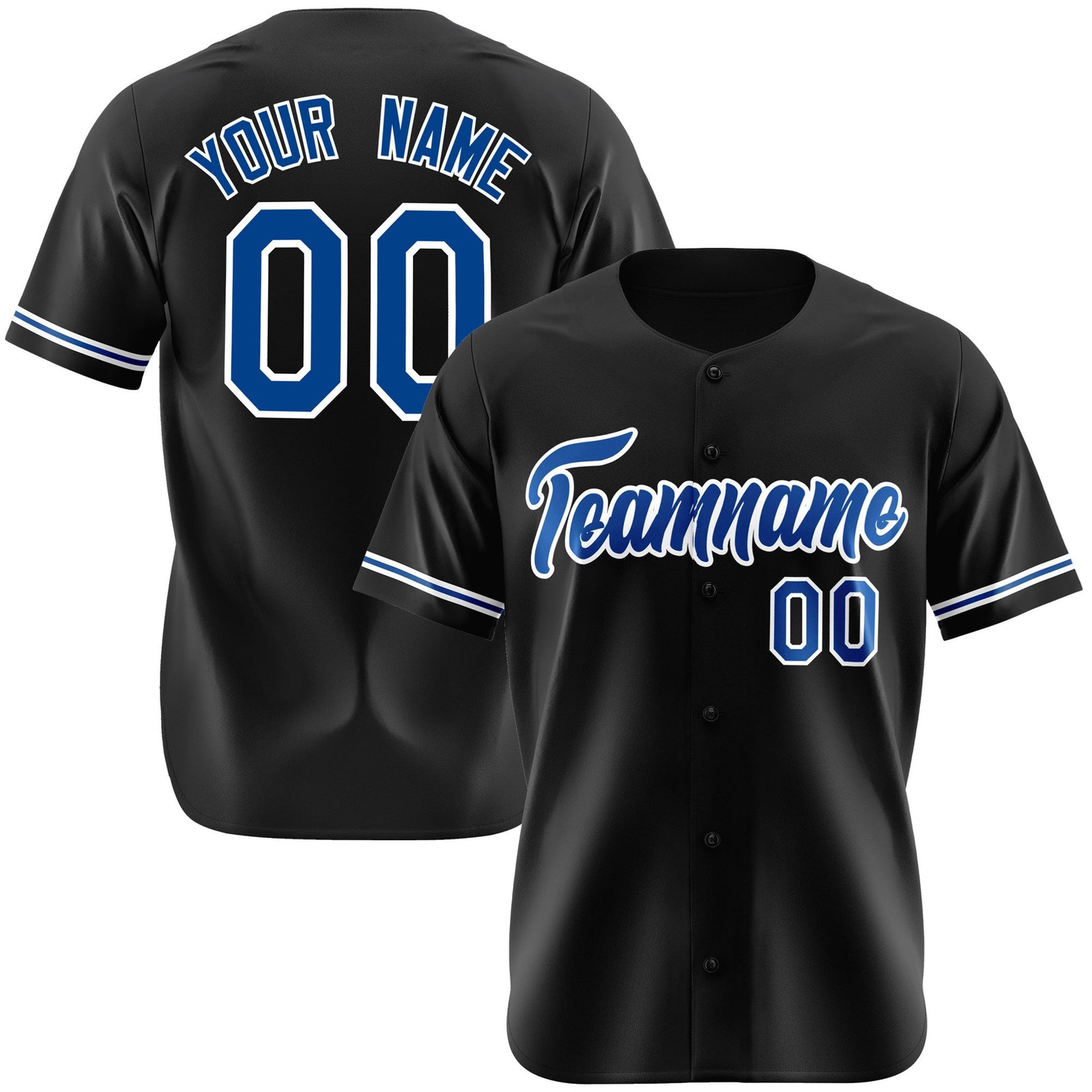 Custom Black Blue White Authentic Baseball Jersey