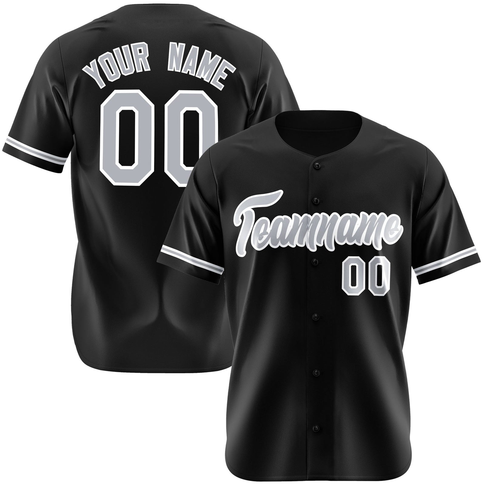 Custom Black Gray White Authentic Baseball Jersey