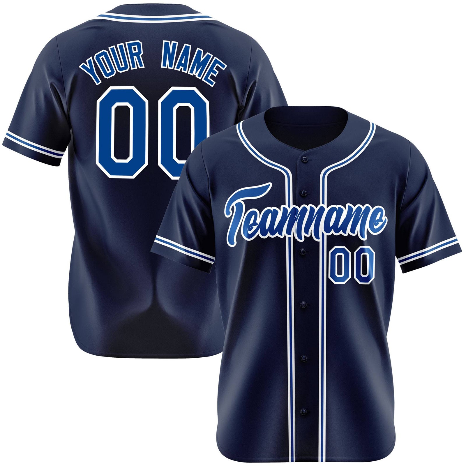 Custom Navy Blue White Authentic Baseball Jersey