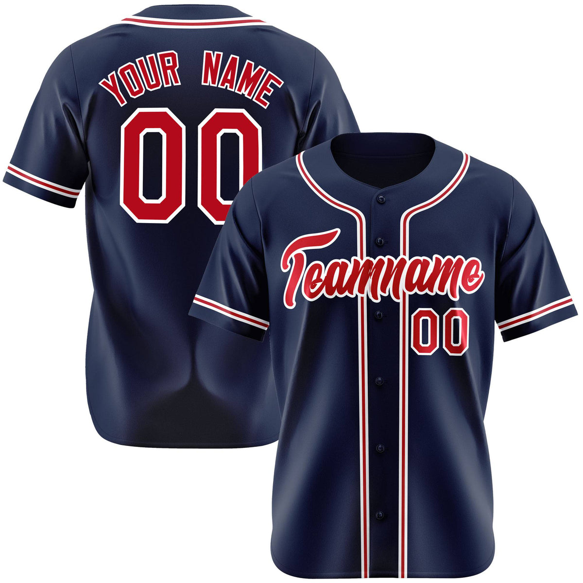 Custom Navy Red White Authentic Baseball Jersey