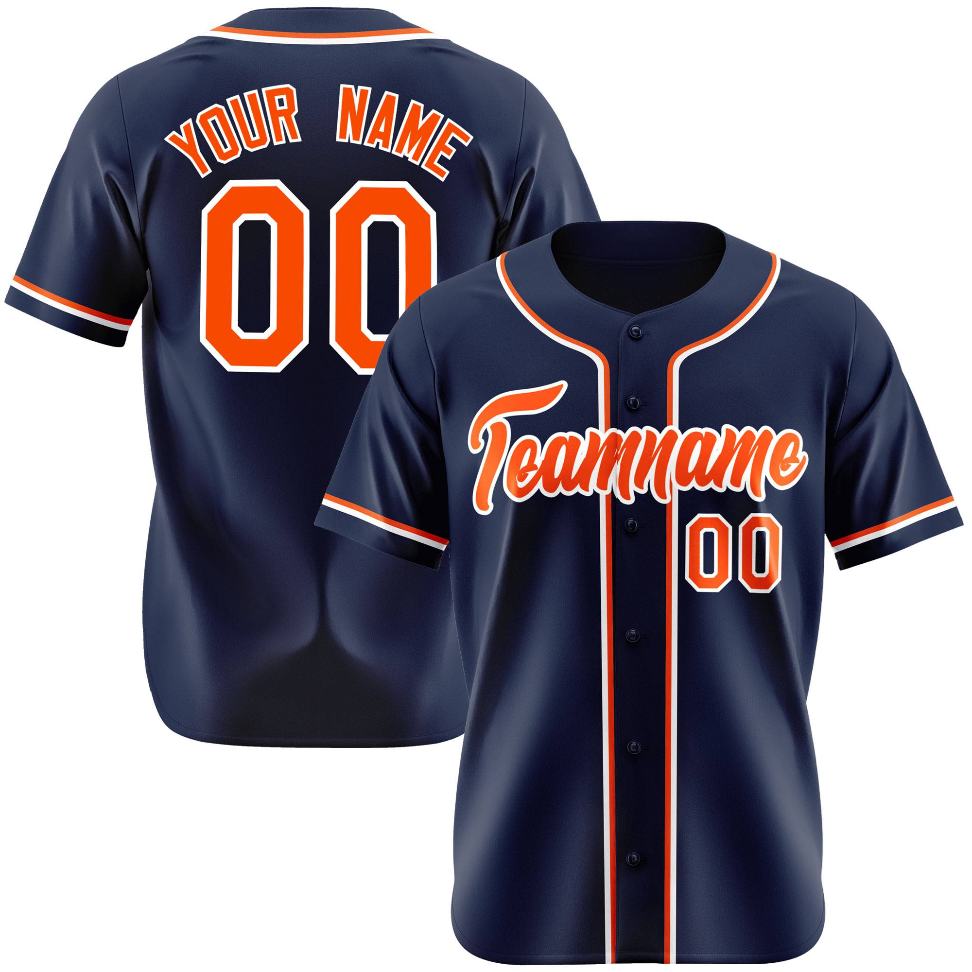 Custom Navy Orange White Authentic Baseball Jersey