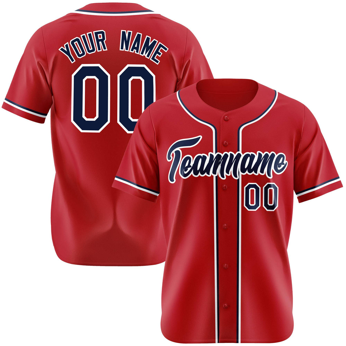 Custom Royal Red Navy White Authentic Baseball Jersey