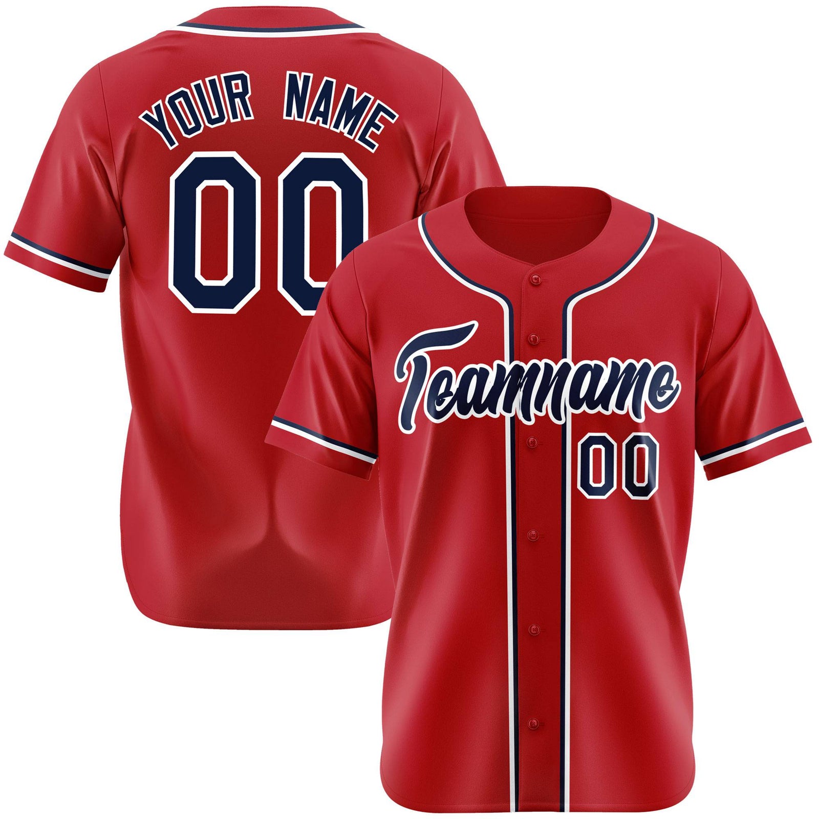 Custom Royal Red Navy White Authentic Baseball Jersey
