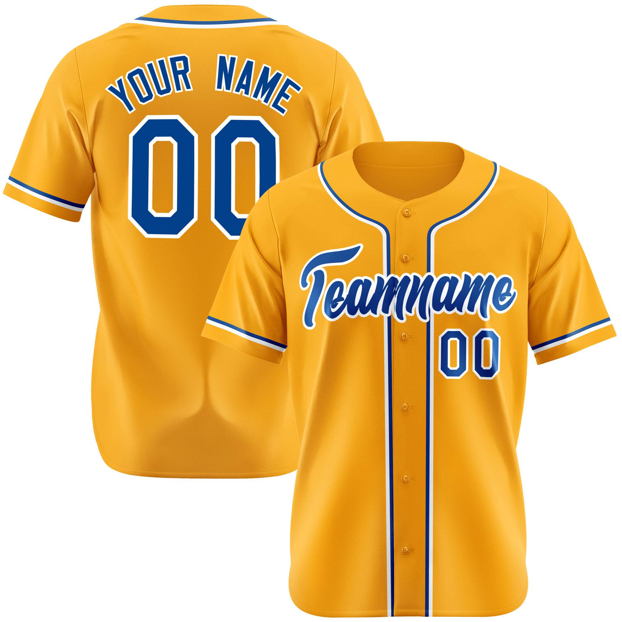 Custom Gold Blue White Authentic Baseball Jersey