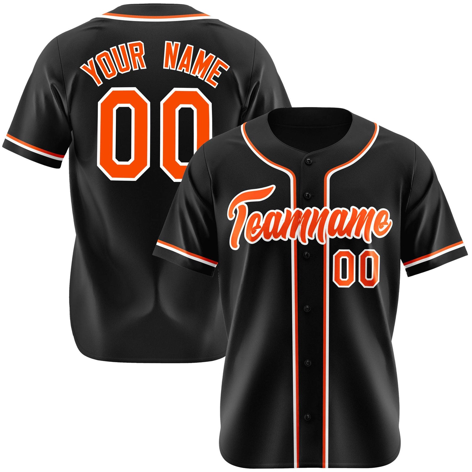 Custom Black Orange White Authentic Baseball Jersey
