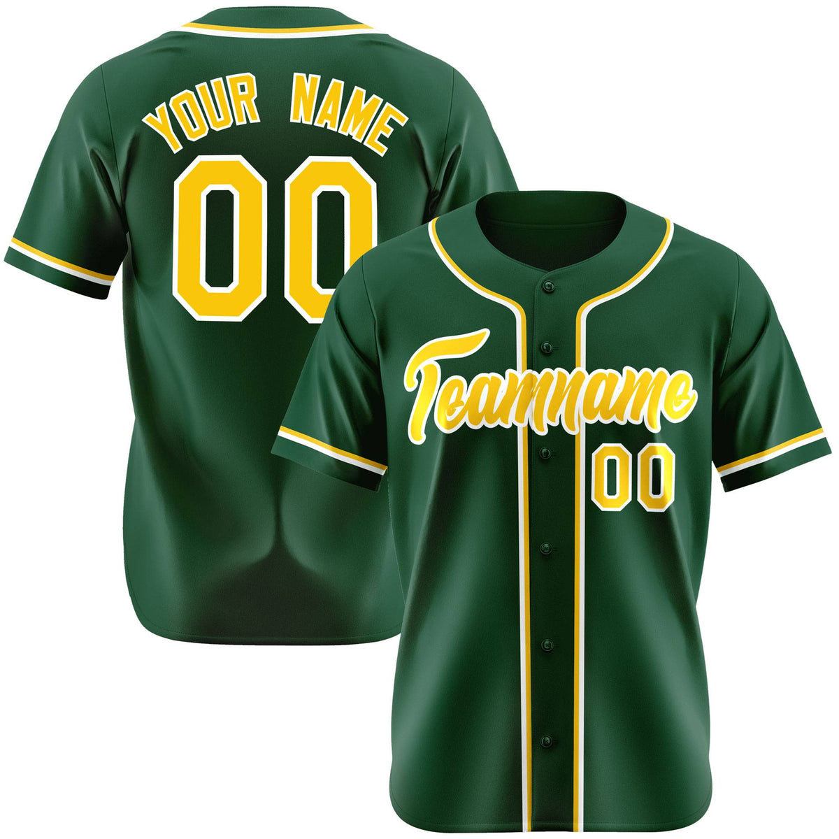 Custom Green Yellow White Authentic Baseball Jersey
