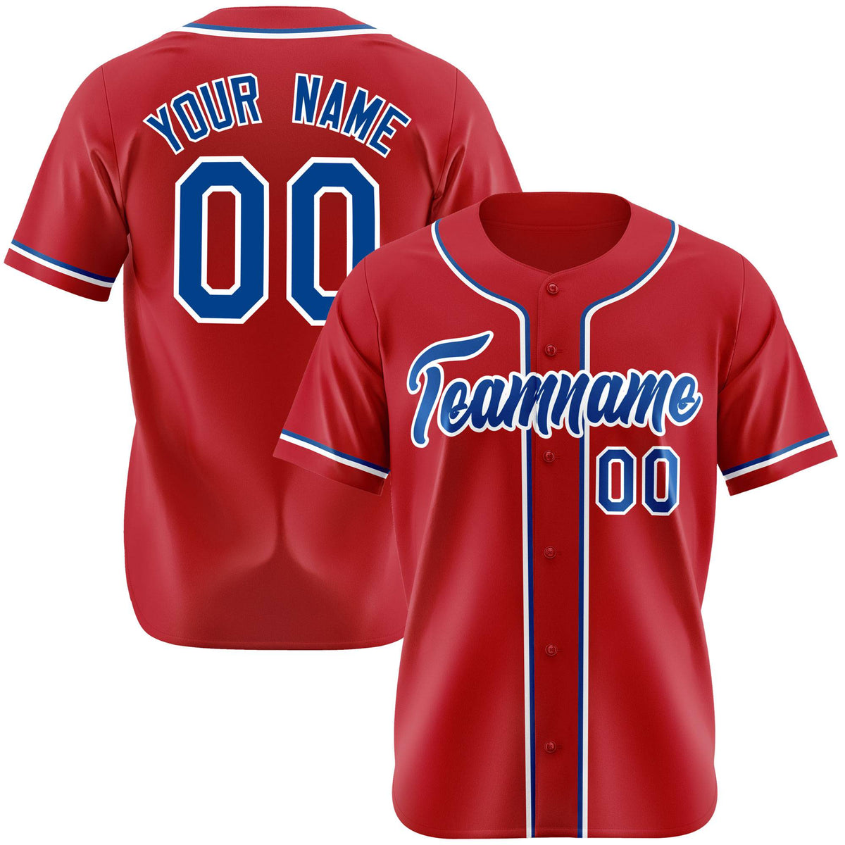 Custom Red Blue White Authentic Baseball Jersey