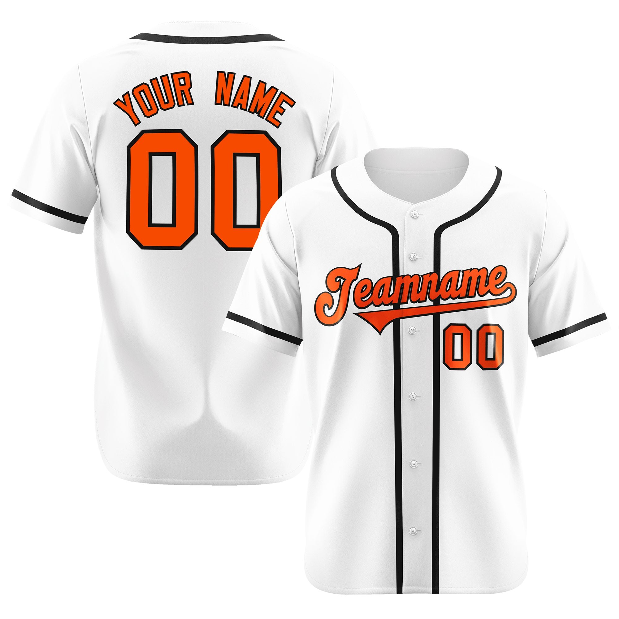 Custom White Black-Orange Classic Style Authentic Baseball Jersey