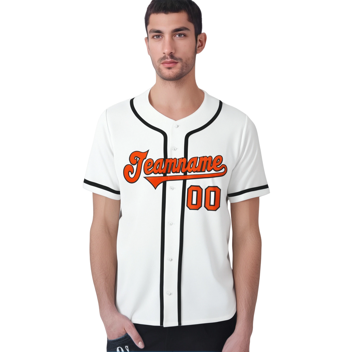Custom White Black-Orange Classic Style Authentic Baseball Jersey