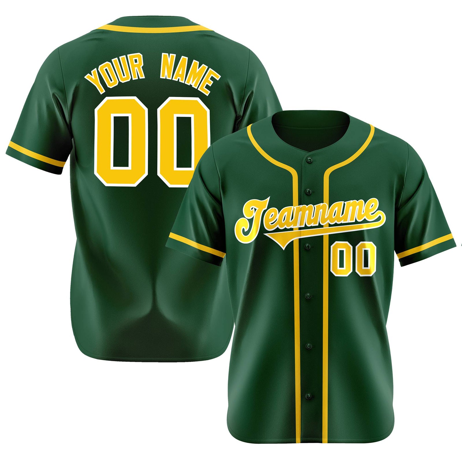 Custom Green Glod Classic Style Authentic Baseball Jersey