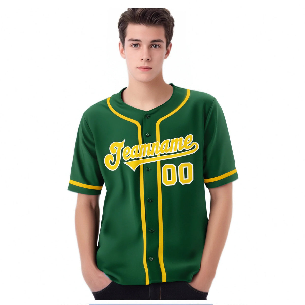 Custom Green Glod Classic Style Authentic Baseball Jersey